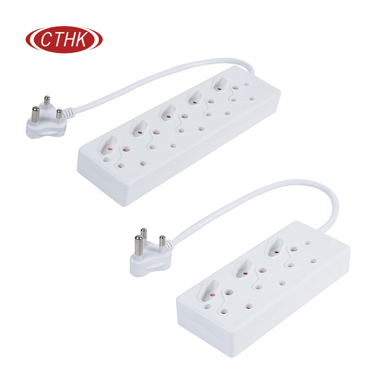 南非拖板線浪涌保護(hù)器，帶 10 個交流電源插座 6 英尺長的延長線，適用于家庭和辦公室