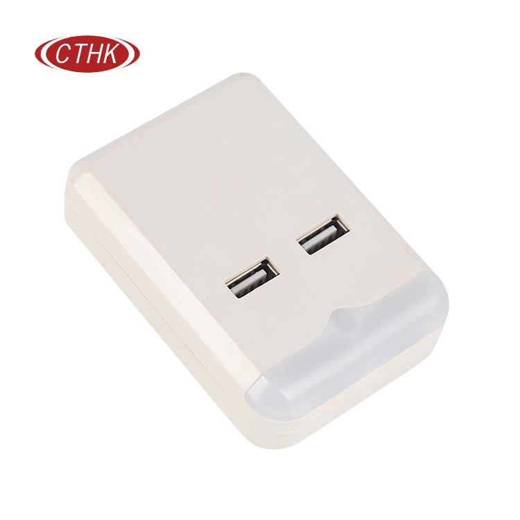 美式壁掛式 2 個(gè) USB 充電端口美標(biāo)轉(zhuǎn)換插頭/usb 旅行轉(zhuǎn)換插頭插座帶睡眠夜燈